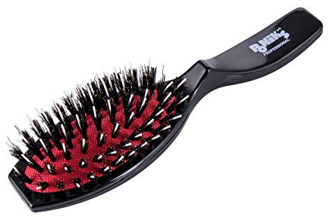 Ponik's Pneumatische Extensions Bürste, 18x4,5 cm, Haarbürste für Extensions mit natürlichen Wildschweinborsten und Nylonnadeln, Schwarz