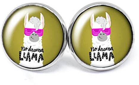 JUANLOWE No Drama Lama Ohrringe, silberfarbene Alpaka Ohrstecker aus Edelstahl (Gelbgrün)