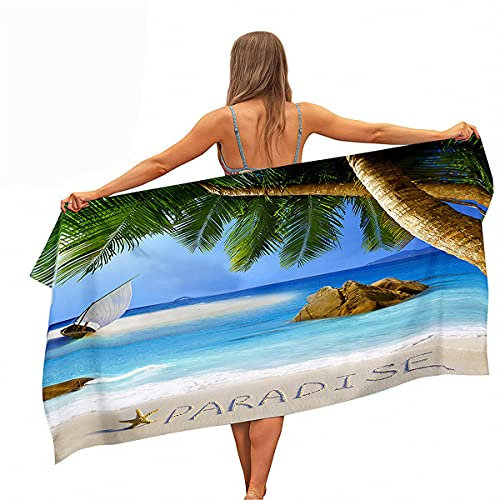 Größe Strandtuch Mikrofaser XL XXL Super Saugfähig Schnelltrocknend 3D Strand Palme Männer Junge Sporthandtuch Schwimmen, Surfen, Yoga, Strandliegetuch (Farbe 5,150 x 200 cm)