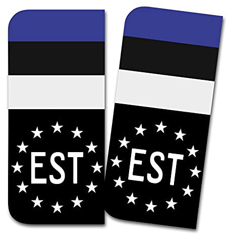 Finest Folia 2 x Kennzeichen Sticker passgenau für EU Feld 11x5cm Design Aufkleber für Nummernschild Folie KFZ Schwarz oder mit Fahne waschstraßenfest R167 (05 Estland, Mit Flagge)