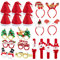 FLOFIA 20 Pcs Weihnachten Kostüm Zubehör 6x Weihnachten Brille Rahmen Lustige Weihnachtsbrillen + 6x Weihnachtsmütze + 4x Schnapp Armband + 4x Stirnbänder für Xmas Party Fotorequisiten