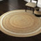 Ripaz Vogue - Tapis en Jute Naturel Fait à la Main Beige avec Style Rustique Tressé Blanc Tapis pour Salon, Chambre, Couloir (120x120 cm Round)