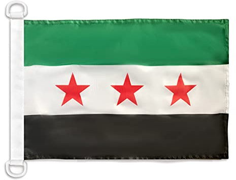 AZ FLAG Free Syrian Army Boat Flag 45x30 cm Mesh Polyester Plastic Rings | Outdoor and marine use Saudi Arabian 12x18 in boat flag weather resistant with double stitched seams and reinforced edges
