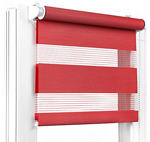 Fenster DEKOR - Rollos für Fenster Rot - Klemmfix Rollo ohne Bohren B85 x H150 cm - Doppelrollo mit Einer Breiten Auswahl an Größen und Farben - Blickdichte Rollos, einfach zu montieren