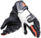 Dainese - Carbon 4 Long Lady Gloves, Lange Sport-Motorradhandschuhe aus Schafsleder mit Knöchelschützern aus Carbon, Frau, Schwarz/Weiß/Fluo-Rot, XS