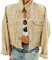 APAFES Damen-Jeansjacke, modisch, bauchfrei, weiß, mit Nieten, Westernjacke, Schwarz (0270-Khaki-L-NG)