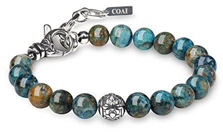 COAI Geschenkideen Azurit Armband mit Silber Charm Geschenkideen Heilsteine Armband für Herren