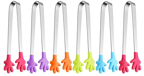 YATEICBC 6 Pcs Hand Form Silikon Zange Mini Küchen Zange für Lebensmittel Zucker EIS Salat Buffet