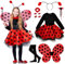 IKALI Marienkäfer Kostüm Kinder, Mädchen Ladybug Kostüm Tierischeskleid Ballerina Tutu Rock für Karneval Partei Rollenspiele mit Flügeln, Zauberstab 10 Stücke Set (Luxuriöser Rock, 8-10 Jahre)