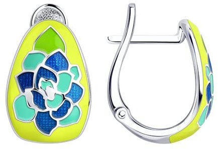 Ohrringe Ohrschmuck Creolen Sterling Silber Emaille Damenschmuck Echtschmuck bei Secretforyou
