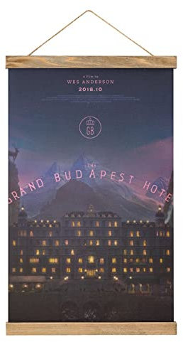 YBEL Movie The Grand Budapest Hotel Scroll-Poster Stoffbild Kunst Holz DIY Rahmen Hängende Druck Aufhänger für Raumdekoration Öl Leinwand Kit Geschenk