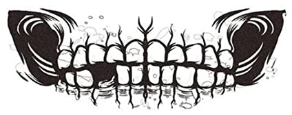 EROSPA® Tattoo-Bogen temporär - Halloween Mund Zähne für das Gesicht - Aufkleber - Karneval Fasching - 13 x 7 cm (06)