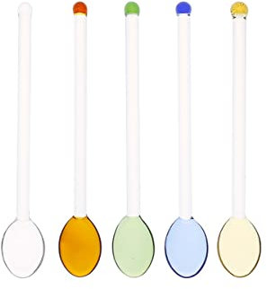 GULELAYAR 5 Stück Glaslöffel für Kaffee Teelöffel Glas Rührlöffel Stab 15 cm Kaffee Rührer Eis Tee Löffel Glas Rührlöffel für Tee Zucker Zuhause Bar Party