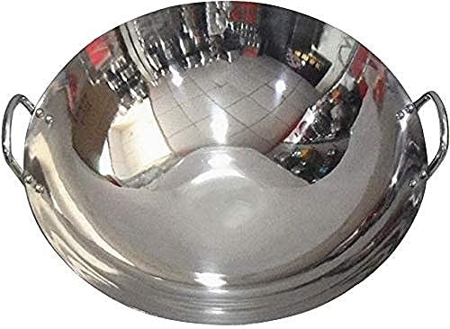 NOALED Edelstahl-Wok - Pfanne - mit Hilfsgriff Mehrzweck-Bratpfanne aus Edelstahl-Topfdurchmesser: 50 cm Wok (Farbe: Topfdurchmesser: 32 cm) (Topfdurchmesser: 60 cm)