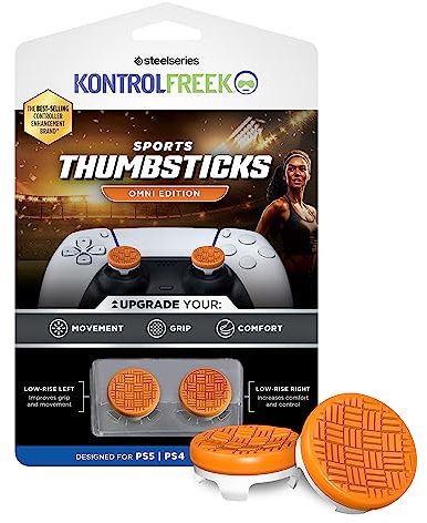 KontrolFreek Omni für Playstation 5, PS5 und Playstation 4, PS4, Performance Thumbsticks, 2 Low-Rise Concave, Orange/Weiß