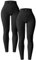 OQQ 2er Pack Damen Leggings Cross Waist High Waist Elastische Lange Yoga Sport Leggings für Damen Schwarz Schwarz