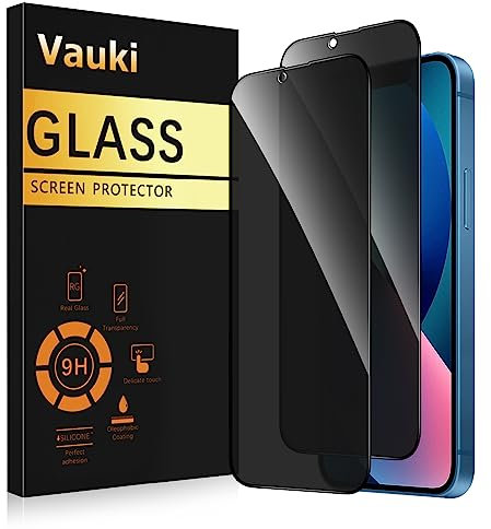 Vauki Sichtschutz Schutzfolie für iPhone 13 Schutzglas 2 Stück,9H Härte Privacy Displayschutzfolie,Privatsphäre Anti-Spy Bläschenfrei Kratzfest Blickschutzfolie für iPhone 13,6.1