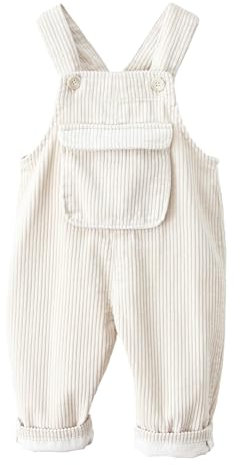 Toddler Baby Boy Girl Salopette Pantaloni senza maniche regolabili in tinta unita con una tasca Jumpsuit Outfit Bib Pants Loose Snap Suspender Overalls Bambini Beige 9-12 Mesi