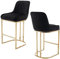 chairus Lot de 2 Tabourets de Bar en Velours Tabourets de Cuisine Imbottita Chaise Haute avec Pieds en Métal (Noir-2)