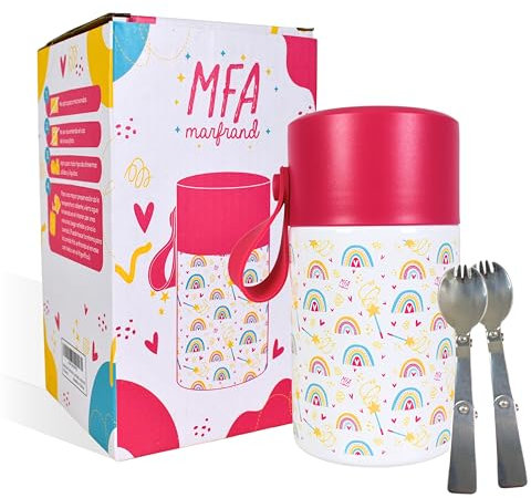 Marfrand Termo Bebe. Termo Comida Bebe. Termo Comida Caliente. (550 CC). Termo Papilla Bebe. Aislada Acero Inoxidable. Termo Papillero Bebe para Solidos y Liquido. Unicornio