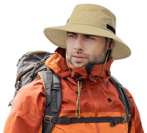 Comhats Wasserdichter Bucket Hat für kleine Köpfe, Outdoor-Hut zum Wandern, Golfen, Safari, Angeln, Wandern - Regenhüte - UPF 50+ Sonnenhut verstellbar, faltbar, Winddicht Khaki XL