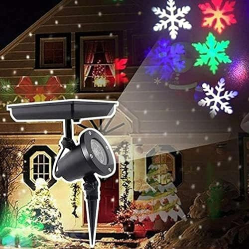 Projecteur de Flocons de Neige de Noël à Énergie Solaire Lumières pour Extérieur IP64 Imperméable Projecteur de Lumière LED Projecteur de Flocons de Neige en Mouvement Lampe pour Jardin Décoration
