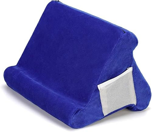ZAJCI Pad Pillow - Support de Tablette Souple avec Poche en Filet - Support Universel Multi-Angle de Tablette Lit, Support pour Tablette Smartphones Livres Magazines Liseuse (Saphir)