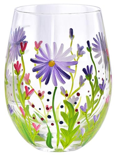 Copas de vino pintadas copas de vino floral 500 ml de vino de flores Resistencia al calor de vaso personalizado Copa de vino decorativo Regalo de copa de vaso para cumpleaños Bodas Día de Valentí
