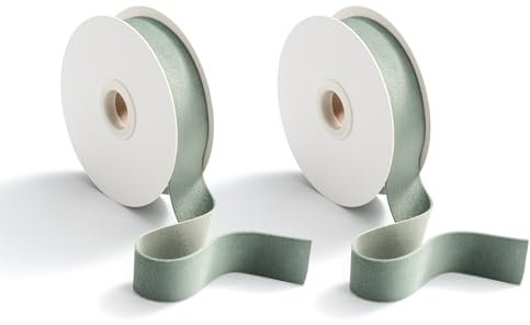 CHUQING Samtband Grün Geschenkband Salbeigrün Schleifenband Samt Grünes Dekoband Stoffband Velvet, 25 mm x 9 m,2 Rollen