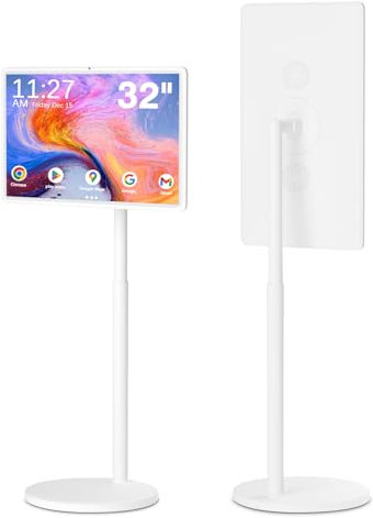 Esduche 32in Portable Smart Screen Rolling TV on Wheels with 8+128GB Storage, Built-in Battery(5-8H), Various Apps, Movable TV Tablet Stronger Tempered Oncell with Remote Control