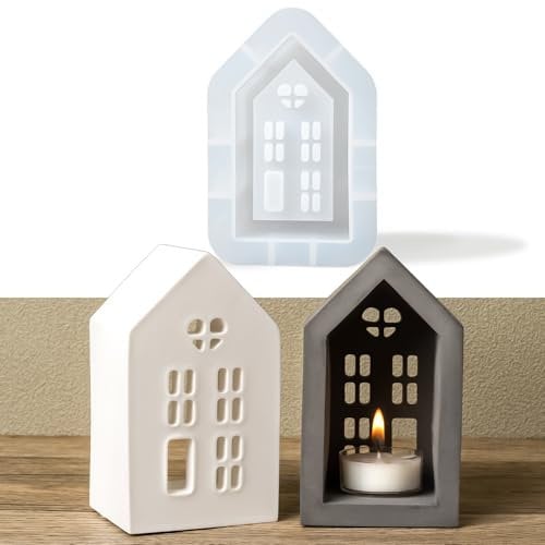 Silikonform Gießformen Hausharzformen Gips Beton Kerzenhalterform 3d Häuser Kerzenhalter Silikonform Teelichter Kerzenhalterform Weihnachtsgeschenke Dekoratives Kunsthandwerk