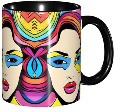XZDCAL Bunte Pop-Art-Becher in Geschenkbox, 325 ml, klassisch, hochtemperaturbeständig und mikrowellengeeignet für vielseitigen Gebrauch.