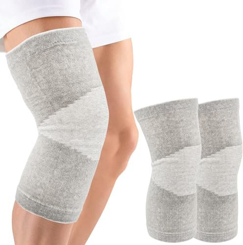 Zouwel Bambus Kniebandage 2 Stück, Kniebandage Männer Damen, Knee Support Bandage Knie mit Kompression für Volleyball, Training, Kniebandage Arthrose, Kniebandage Sport, Knee Sleeves (xl)