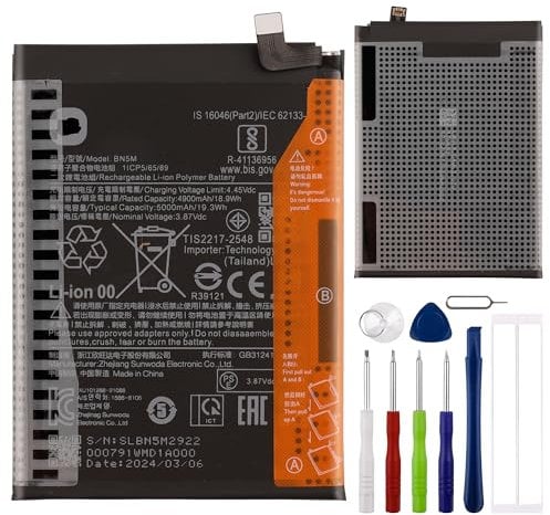 E-yiiviil Replacement Battery BN5M Battery Compatible with Redmi Note 12 4G with Tools