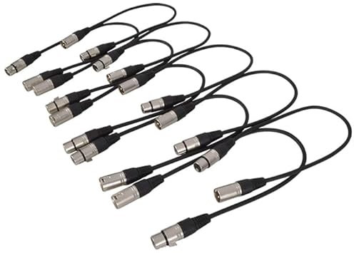 10 x XLR Patch Cables 0.5M Long Balanced Leads - Bulk Packed