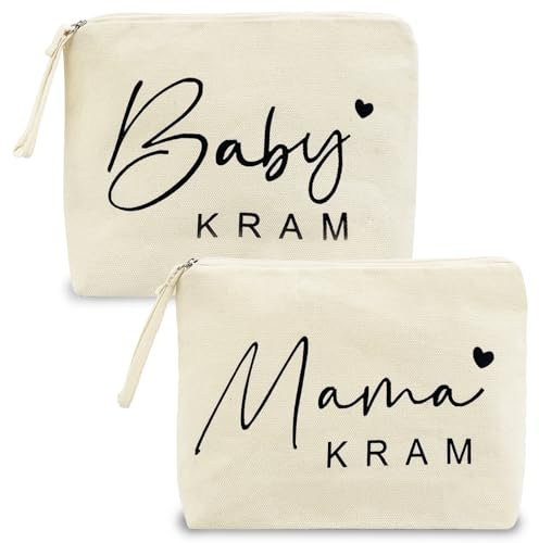 Cadeaux pour maman et naissance - Lot de 2 - Cadeau respirant et doux - Trousse de maquillage durable - Cadeau de fête prénatale - Sac pour cosmétiques et petits jouets, crème, tendance
