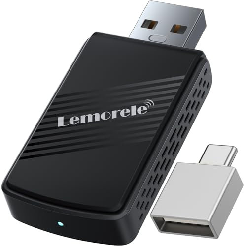 Lemorele Wireless Android Auto & Carplay Wireless Adapter, Wireless 2 IN 1 Stick, WiFi/Bluetooth Quick Connect und Auto Connect, Plug and Play ohne Verzögerung