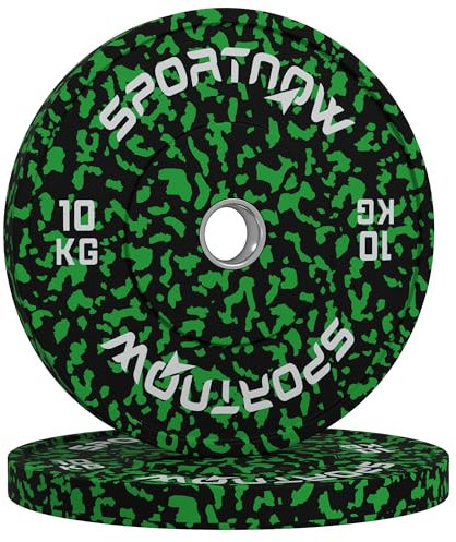 SPORTNOW Olympic Weight Plates Set, Solid Rubber Bumper Plates Weights Discs with 2/5cm Holes, for Home Gym Weight Lifting Strength Training, 2 x 10kg
