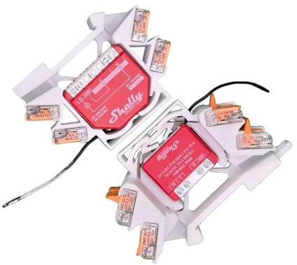2 x supporto per tasti di stampa Shelly per 29 Shelly Relè: Plus 1, 1 Mini Gen3, Plus 1PM, 1PM Mini Gen3, Plus 2PM, 2.5, RGBW 2, PM Gen3, supporto per guida scorrevole, installazione elettrica