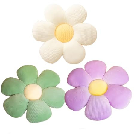 Csafyrt 3pcs Blumenkissen 15,8 Zoll weiches und bequemes Gänseblümchen Kissen mit Reißverschluss Blumenform geformtes Kissen waschbarer Blütenbodenkissen Kissen