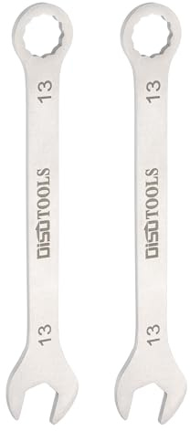 QUARKZMAN 2 Stück 13mm Ring-Maulschlüssel Set, Gabelringschlüssel Torx-Ende 15 Grad Offset, Offener Schraubenschlüssel Set Edelstahl Dünner Metrisch für Handwerkzeug Haushalts Reparaturen