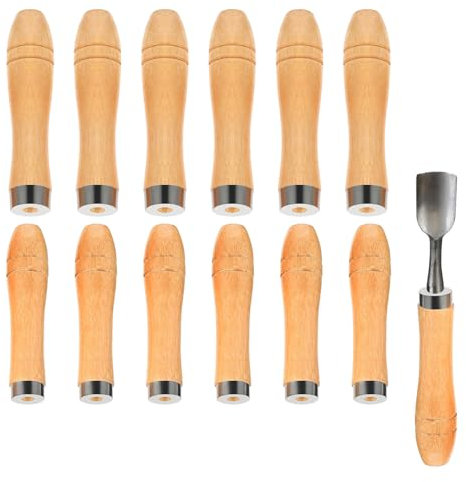 12 Stück Feilenheft,Holzgriff,Feilengriff,Feilenheft Holz,Feilenschneidewerkzeug-Griff,Holzgriff Mit Starken Metallhalsbändern,Holzfeilengriff Holz Für Feilengriff, Holzbearbeitung Und Meißeln