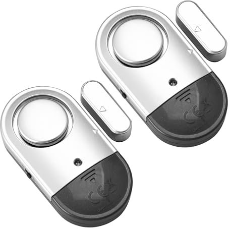 2 Pack Door Window Alarm Sensor Home Security Ultra-Slim Wireless Magnetic Burglar Alarm with 125DB Loud Intruder Entry Batteries Included for Home Office Apartment Garage Safety Easy to Install