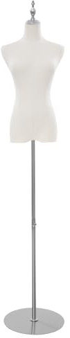 Weibliche Schneiderpuppe ohne Arme: Hochwertige Damenbüste, Verstellbar Höhe: 70-130cm für Hochzeitskleider, Internationale Größe S, ideal für Schneider (Silberne Scheibe)