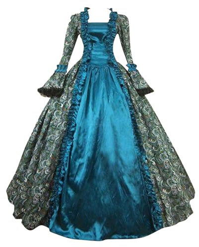 Générique Robe Médiévale Femme Renaissance Baroque Robes Médiévale Rétro Manches Trompette Victorienne Gothique Grandes Tailles Maxi Robe Carnaval Halloween Fête Femmes Cosplay Carnaval Victorien