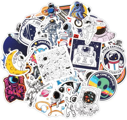 Space Astronaut Stickers, 50 Pcs Planet Space Stickers for Bike Laptop Snowboard Cute Spaceman Sticker Star Wars Sticker for Adults Teens Children Teens Boys