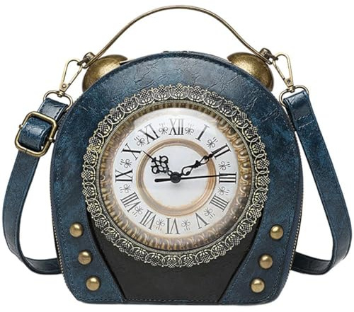 Wudaizhi Vintage Damen Handtasche Uhr Uhr Tasche Modische Kleine Runde Tasche Spaß Frischer Stil Umhängetasche
