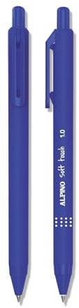 Alpino Soft-Touch-Kugelschreiber, blaue Tinte, weiches und fließendes Schreiben mit rutschfestem Griff, 1 mm Spitze, ergonomische Stifte mit weicher Haptik, hochwertige Tinte