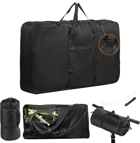 Bike Travel Bag,Upgraded 900D Mountain Bike Travel Bag with 3 Fixed Buckles,Strong Webbing and Seperate Compartments Inside,Large MTB Case for 26-29 inch Mountain Bicycle,55.11×10.82×31.29 inch