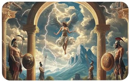 Antike griechische mythologische Götter und Helden-Matte, für drinnen und draußen, 50 x 80 cm, rutschfeste Badematte, Willkommensmatte, waschbare Bodenteppiche für Schlafzimmer, Küche, Badezimmer